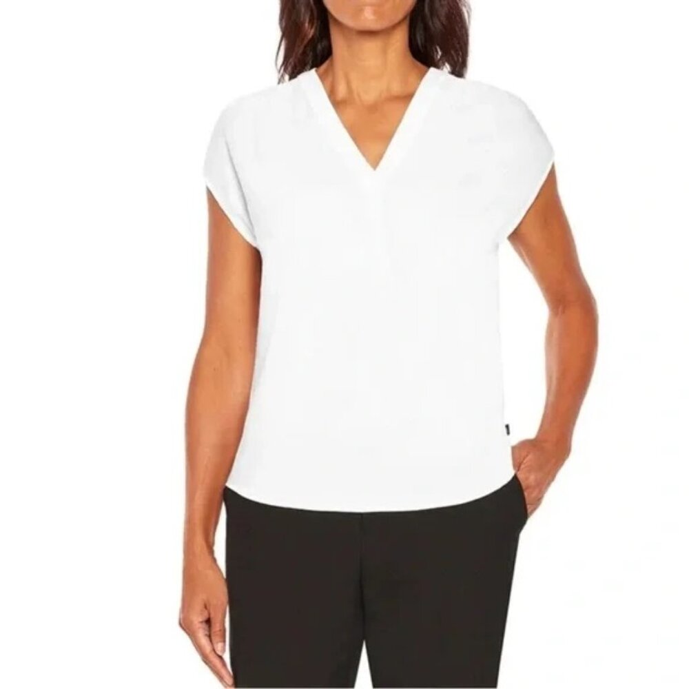 Banana Republic White V-Neck Cap Sleeve Blouse Womens